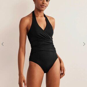 Boden Women’s Black Halter Ruched Swimsuit.